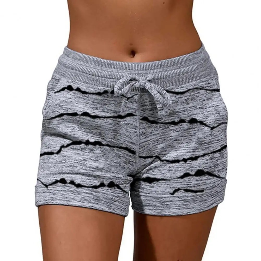 Women Shorts Casual Loose Striped High Waist Quick Drying Drawstring Pockets Sports Short Pants Summer шорты женский - Image 3