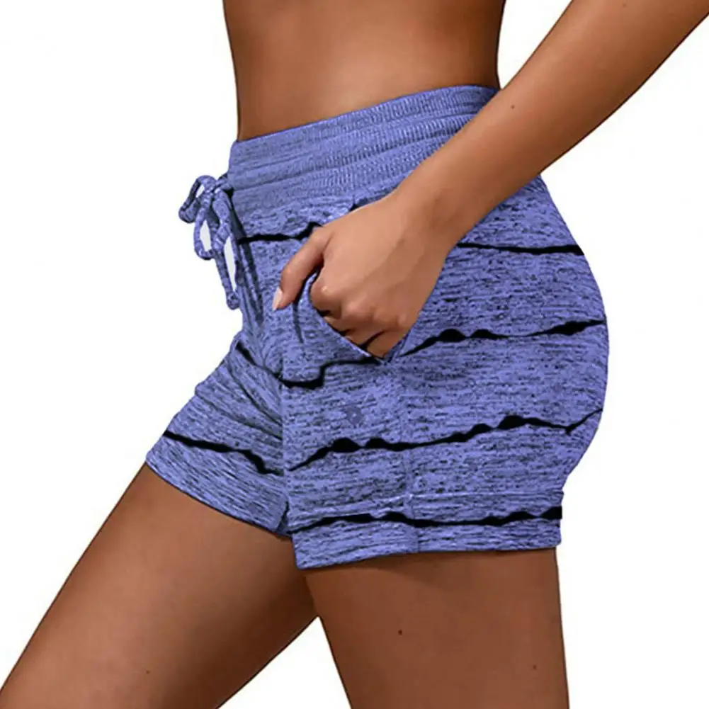 Women Shorts Casual Loose Striped High Waist Quick Drying Drawstring Pockets Sports Short Pants Summer шорты женский - Image 5