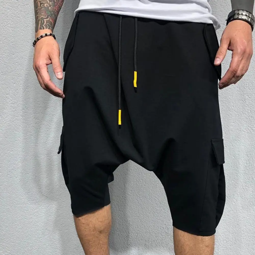 2021 Summer Harem Multi-pockets Shorts Harem Pants Adjustable Micro-elastic Soft Cotton Blend Low Crotch Cargo Trousers for Summ - Image 4