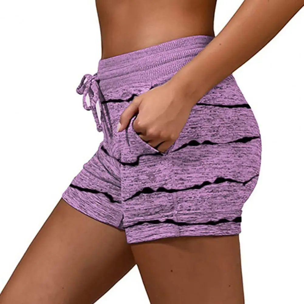 Women Shorts Casual Loose Striped High Waist Quick Drying Drawstring Pockets Sports Short Pants Summer шорты женский - Image 4